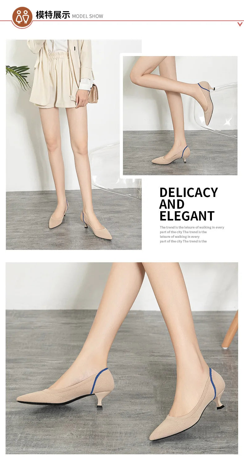 Women's high heels shoes  2025 new spring  / autumn / fashion beautiful breathable sweat absorbing comfortable shallow mouth p