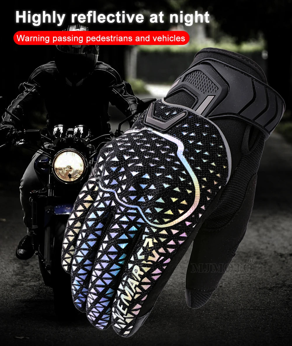Autumn Winter Motorcycle Riding Gloves for Women Men Warm Fall-proof Windproof Moto Glove Colorful Reflective Touchscreen Glove
