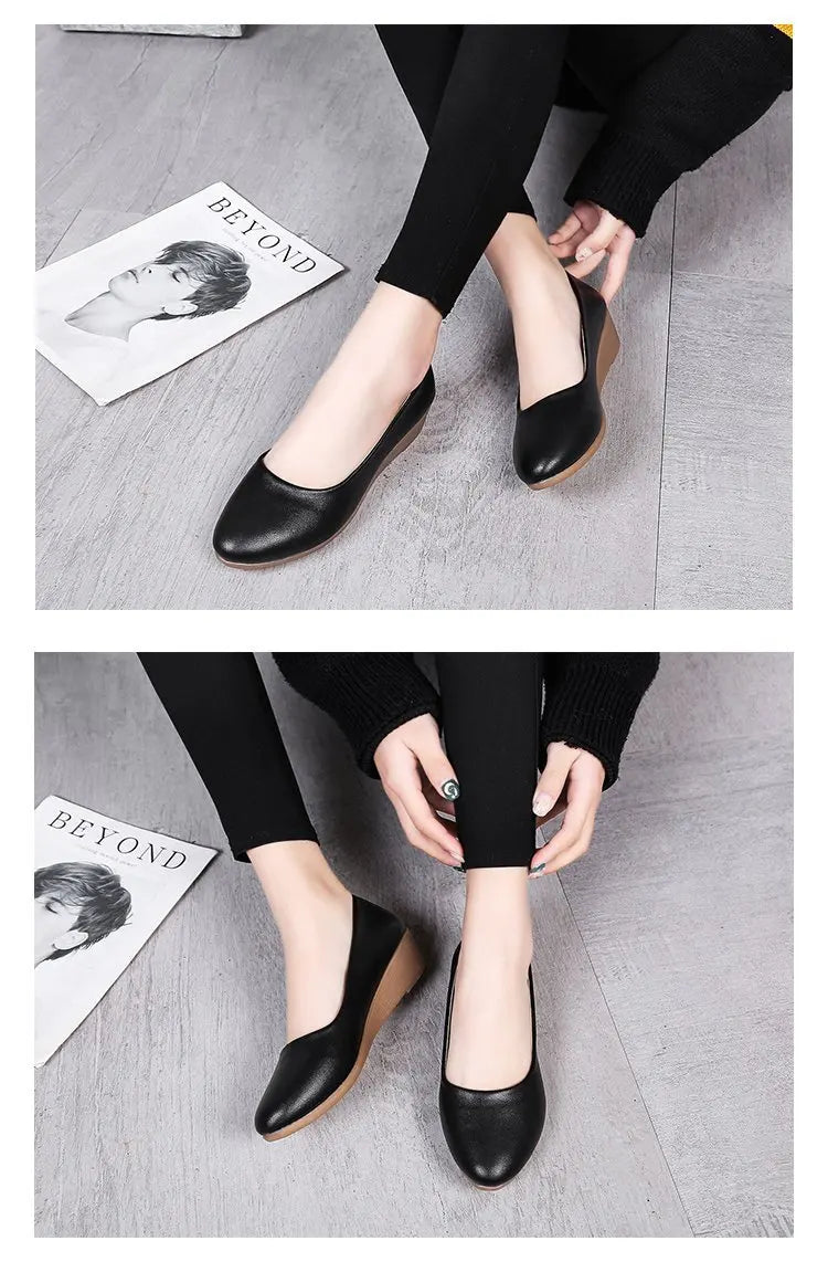spring autumn Woman Flats High Quality Fashion Women Shoes Round Toe non Slip shoes Rubber Ballet Plus Size Cozy footwear ﻿