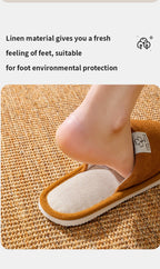 Slippers for Men，Non-Slip Soft-Soled Indoor House Slippers for Spring&Summer, All-Season Linen Home Comfortable Slippers