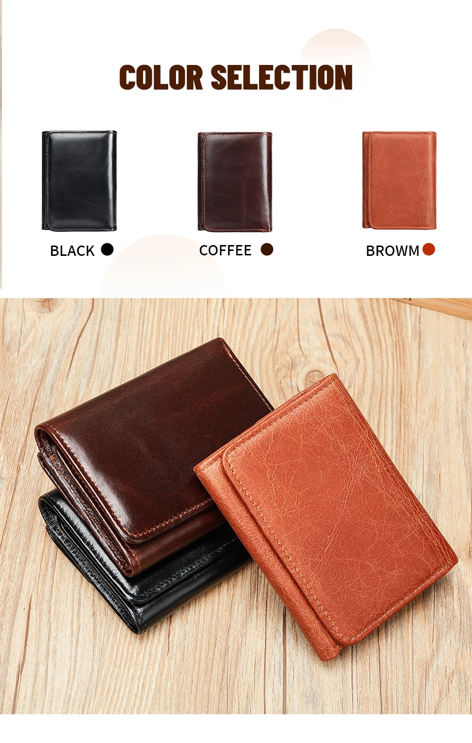 WESTAL Men's Leather Wallets for Card Holders Short Coin Purse Men Wallet Clutches for Photo Money Bags
