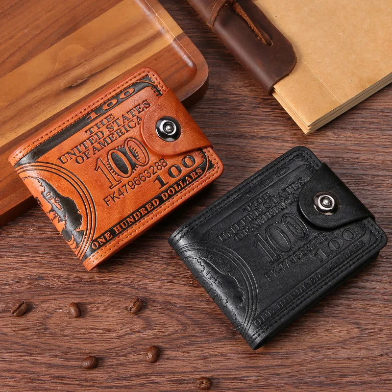 Men's Wallets  Dollar PatternWallet Male Leather Walet Photo Card HolderFashion Large Capacity Wallet Purse Bag