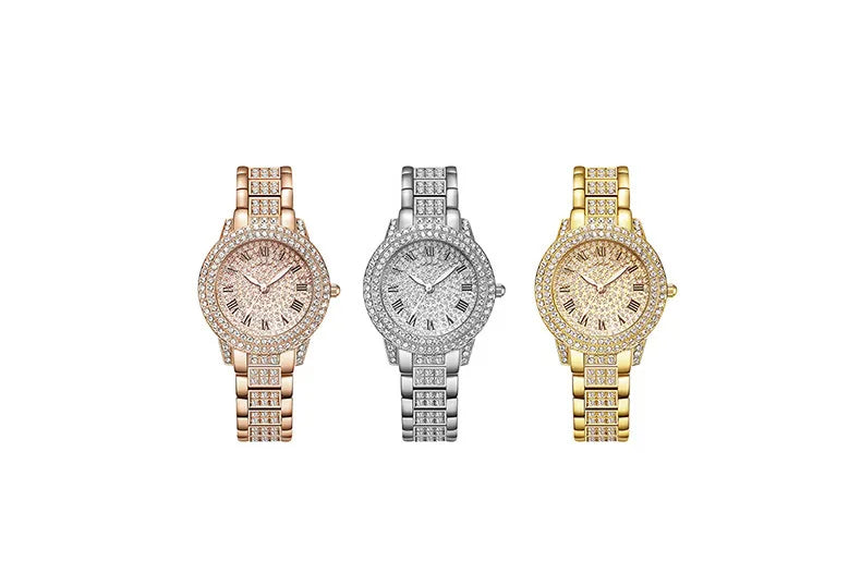 Women's Watches Fashion Original Quartz Wrist Watch for Ladies Roman Dial Dazzling Diamond Waterproof Luminous Luxury New