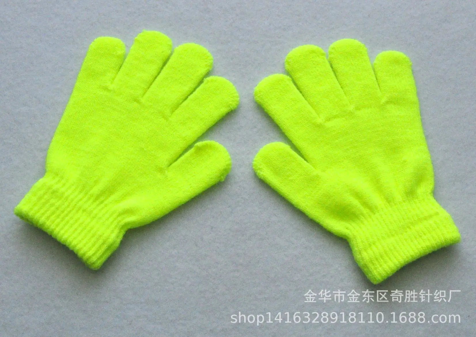 Winter 4-11 Year Old Children's Writing Cold-proof Warm Gloves Solid Color Knitted Wool Acrylic Full-finger Split-finger Gloves