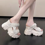 Women Slippers Female Sandals 10CM High Heels Ladies High Platform Beach Slides New 2025 Summer Chunky Flip Flops Woman