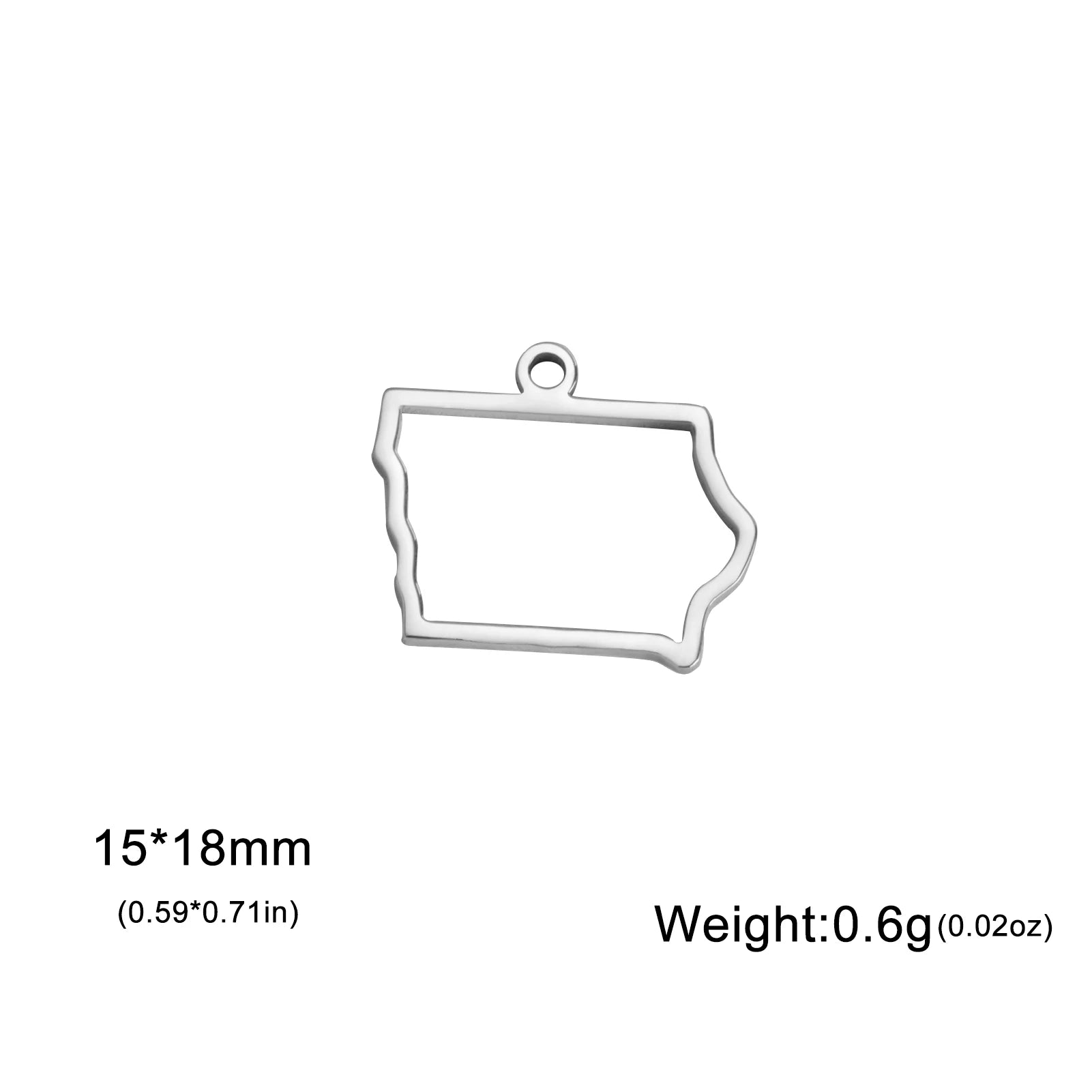 EUEAVAN 10pcs United States New York Washington State Map Pendant for Necklace Stainless Steel Charm DIY Jewelry Making Supplies