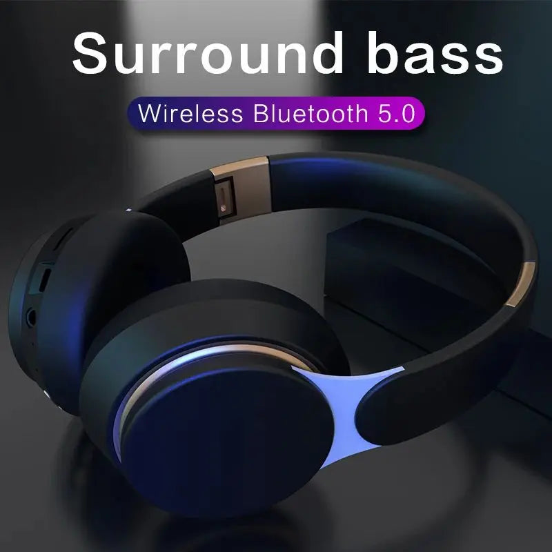 Hifi Wireless Headphones 9D Heavy Bass Surround Stereo Bluetooth Earphones Foldable Adjustable Support TF Card/AUX Play With Mic