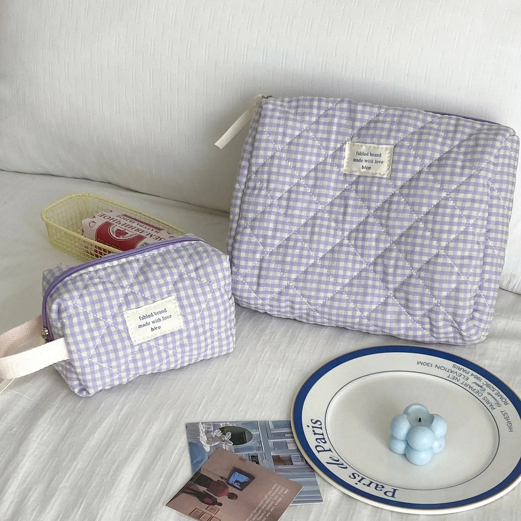 Large Capacity Cotton Makeup Bag Women Sweet Cosmetics Storage Bag Portable Travel Toiletry Bag Brushes Cosmetic Bag