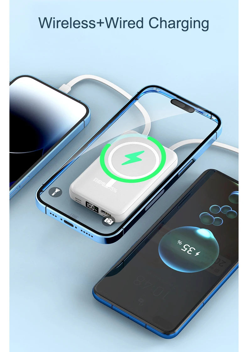 Magnetic Power Bank 20000mAh 10W Wireless Fast Charging Portable Battery Magsafe Powerbank for iPhone 16 14 15 pro Huawei Xiaomi