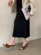 Women's High Heels Slippers Pointed Toe Metal Decoration Thin Heels Shoes Women Dress Fashion Korean Style Zapatillas De Mujer