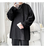 Men's High Street Long Sleeve T-Shirt - Trendy Casual Top Loose Fit Comfortable Wear, Modern Minimalist Style, Everyday Essentia