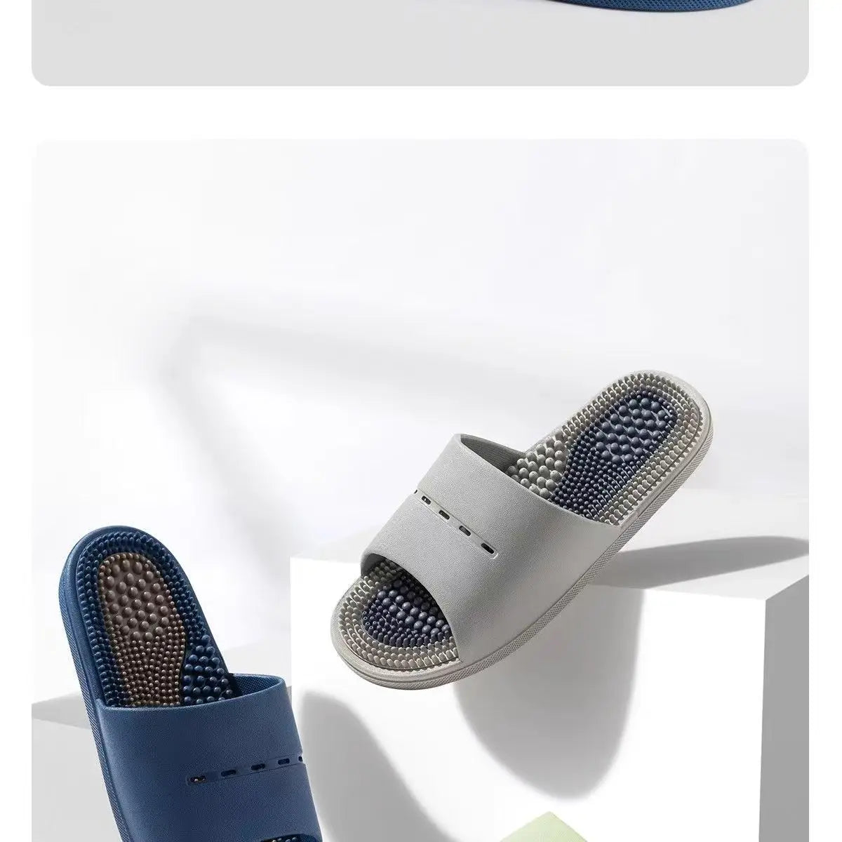 Men's Massage Slippers Anti-Slip Indoor Home Batoom Bathing Sandals Simple Sle PVC Material Comfortable Summer Slippers