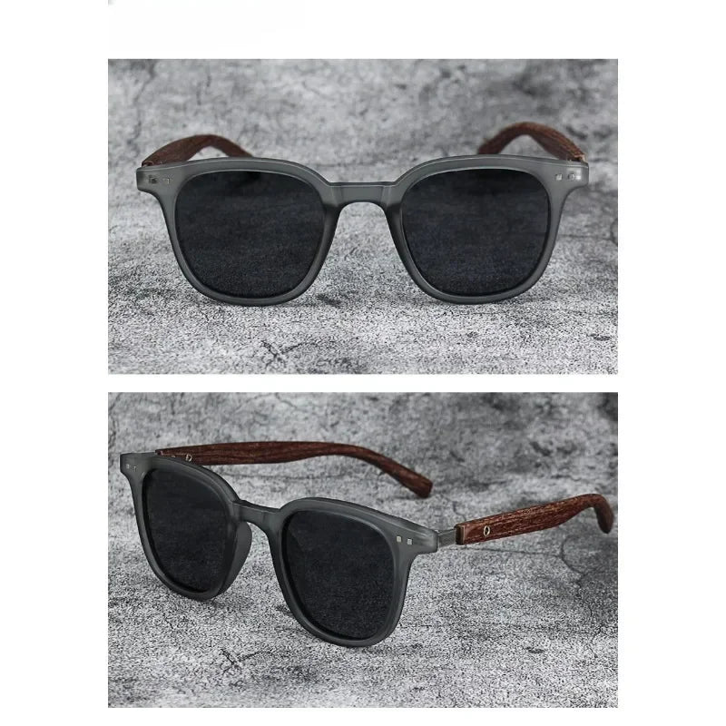 Sunglasses for Men Women Trendy Retro Wood Grain Polarized UV Protection Eyewear Cycling Outdoor Street Photography Sunglasses