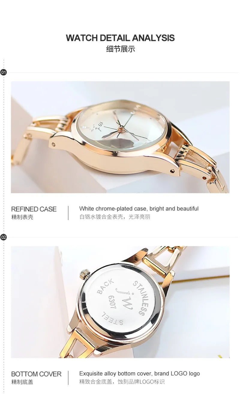 Women's Watches Elegant Woman Watch Quartz Gifts for Women Luxury Fashion Stainless Steel Alloy Women's Wristwatch Accessories