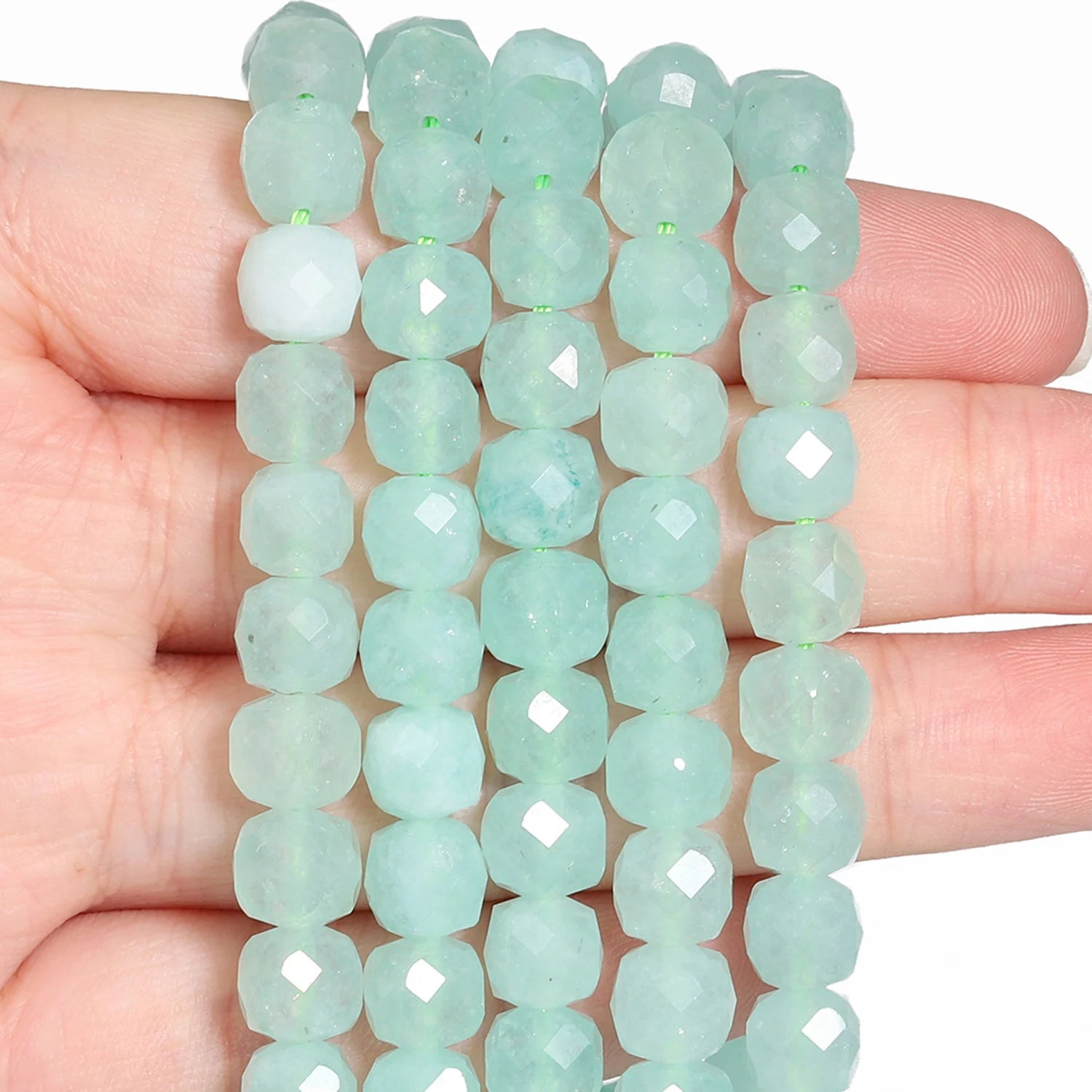 7-8mm Faceted Cube Beads Tourmaline Picture Jasper Agate Turquoise Amethyst Stone Beads for Jewelry Making Diy Accessories