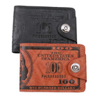 Men's Wallets With 100 US Dollar Pattern Wallet Male Leather Wallet Photo Card Holder Fashion Large Capacity Wallet Purse Bag