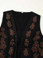 Women Fashion Embroidery Vest Suede Texture V-neck Waistcoat Sleeveless High Street 2025 New Vests Coat Female Tank Top