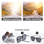 Square Clip On Sunglasses Women Polarized Black Lens UV400 Night Vision Driving Men Goggles Clips Anti Glare Vintage Glasses