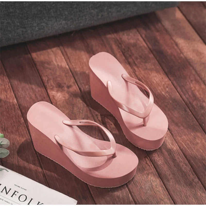 Women's Slippers  Flip Flops Fashion Wedges PU Solid Ladies Elegant Slides Comfort Casual Soft Slip On 2021 Summer Beach Shoes