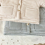 Winter Baby Girl Clothing  Plaid Coat Warm Fleece Lined Cartoon Bear Embroidery Children Cotton Padded Jacket