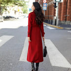 Winter Overcoat Elegant Double-breasted Waist Belt Long Woolen Jacket Fashion Thermal Thick Women Trench Coat Winter Wool Coat