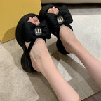 Women Slippers 2025 Summer Casual Shoes Versatile Thick Sole Women flip flop Outwear Bow Beach Slippers Sexy Slides tongs femme
