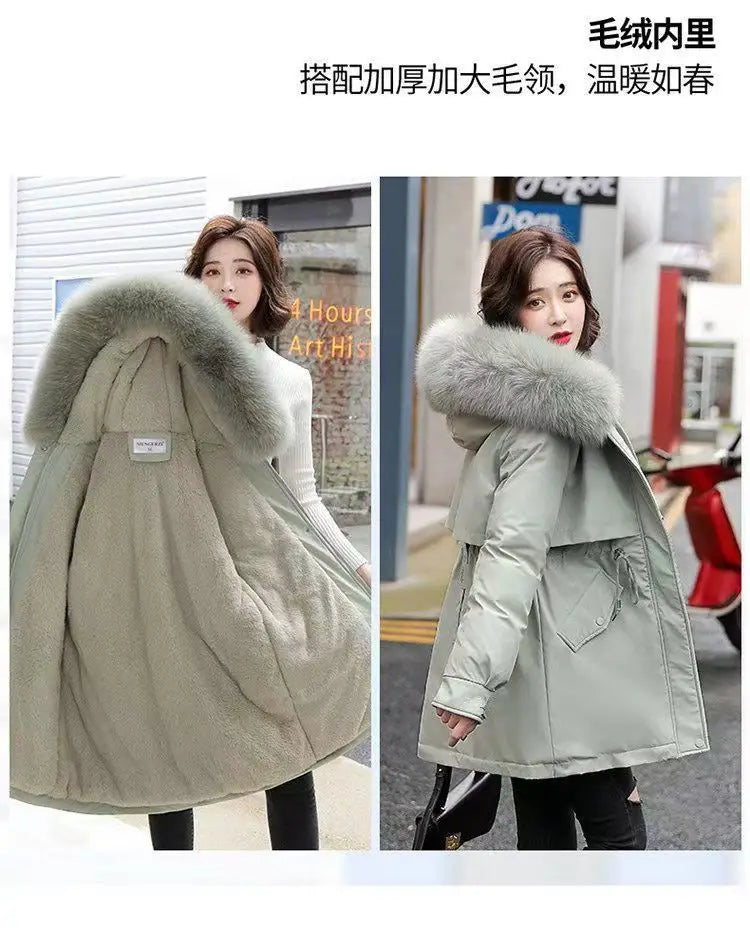 Winter Coat 2025 New Women's Thick Cotton Jacket Women's Medium long Korean version Fur collar Coat Female Warm Parka Overcoat