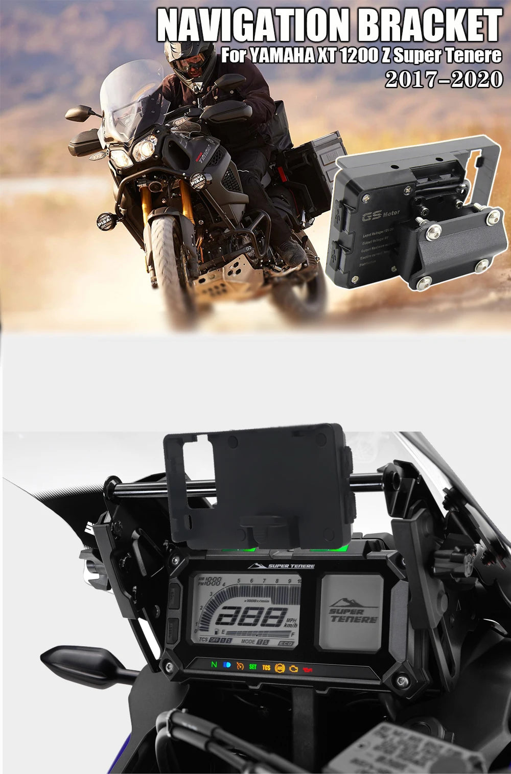 For YAMAHA XT 1200 Z Super Tenere 2017-2020 XT1200Z Motorcycle Accessories Mobile Phone USB Navigation Bracket GPS Smart Phone