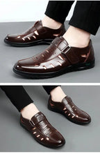 Men Sandals Summer  Cozy Hollow Non-slip Soft Cool Lighted Breathable All-match Classic Wearable Fashion Casual Leather Sandals