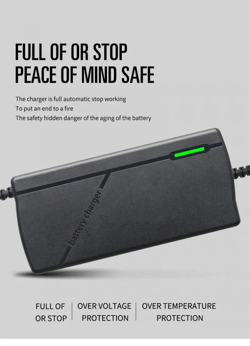 36V 48V 60V 72V Charger 2A 3A 5A Lithium Battery Pack 42 54.6 67.2 84V 10 13 16 20S DC EU Smart Intelligent Fast Charging Charge