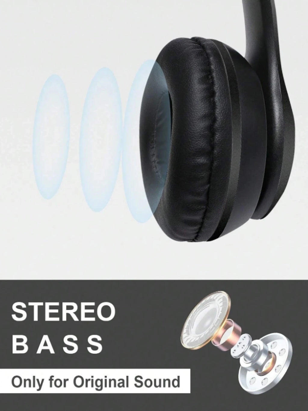 Foldable wireless Bluetooth headphones, over-ear heavy bass headphones