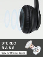 Foldable wireless Bluetooth headphones, over-ear heavy bass headphones