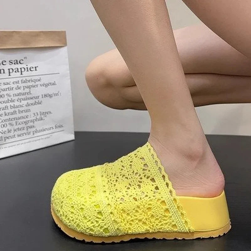 Flats Women Slippers Casual Platform Shoes Fashion Cozy Walking Shoes Woman Sandals 2025 Trend Brand Slingback Female Zapatillas