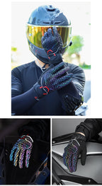 Autumn Winter Motorcycle Riding Gloves for Women Men Warm Fall-proof Windproof Moto Glove Colorful Reflective Touchscreen Glove