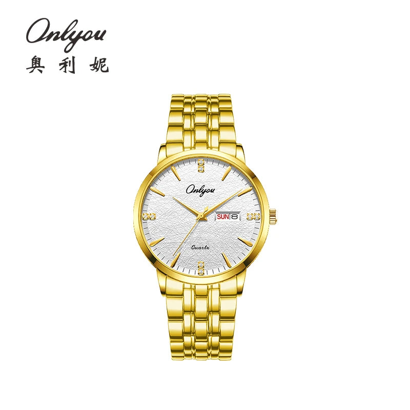 New ONLYOU High Quality Luxury Couple Watches, Original Stainless Steel Watches for Men and Women, Top Brand Couple Watches