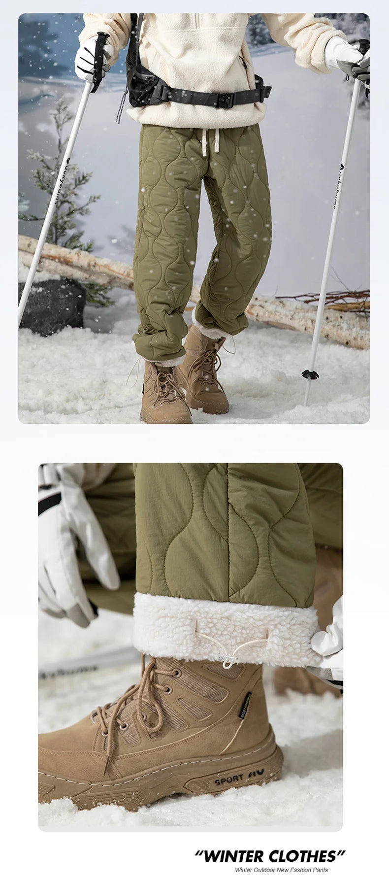Winter Down Pants Men's Trendy Ski Waterproof Thick Fleece Warm Straight Cotton Trousers Women's Casual Cold-proof Padded Pants