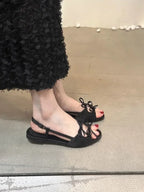 Flats Women Sandals Bow Designer Shoes Woman Slippers Summer 2025 New Casual  Walking Slides Fashion Dress Sandalias De Mujer