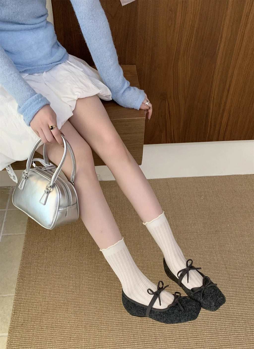 Flats Women's Loafers Shoes Shallow Suede Bow Fashion Shoes Square Toe Casual Dress Autumn 2025 Designer Cozy Zapatos De Mujer
