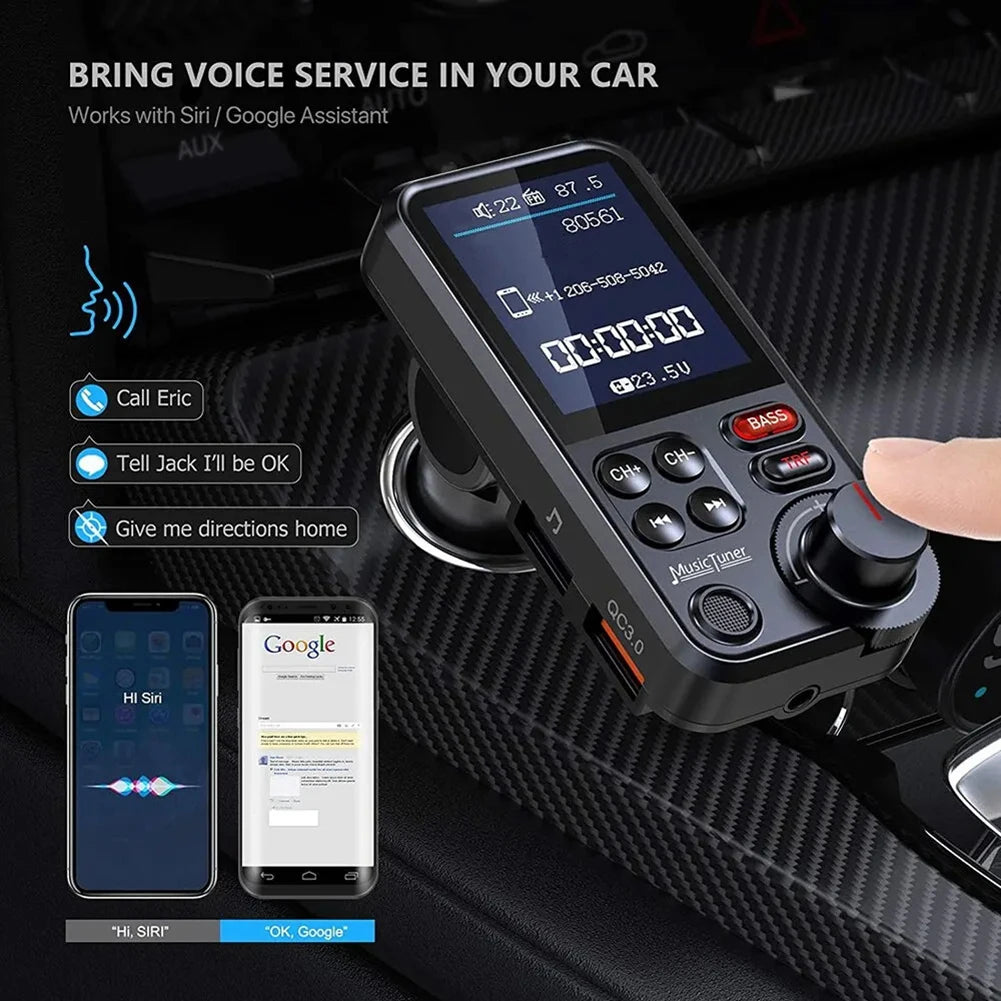 1.8 Inch Handsfree Car Radio AUX Bluetooth-Compatible FM Transmitter Modulator Car Wireless USB Fast Charger Car Charger Adapter