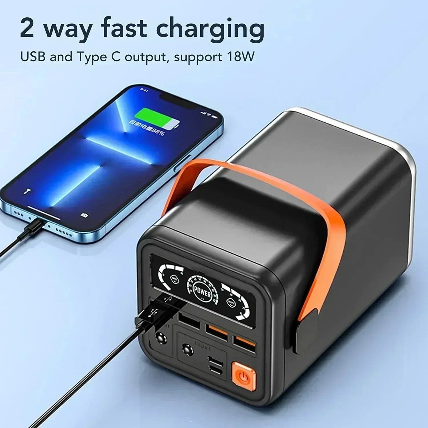 New power bank with large capacity 66W fast charging with cable outdoor camping mobile power supply 60,000 mAh large capacity