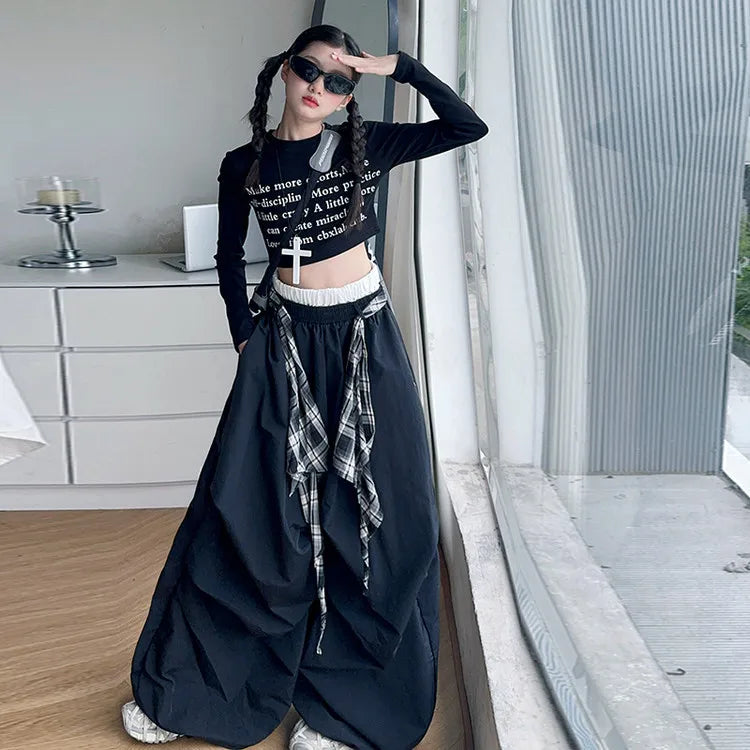 Pants Two Pieces Set Grid Trousers Tops Suits Casual Daily Childrens Clothes 2025 New Fashionable Children Autumn Clothing Girls