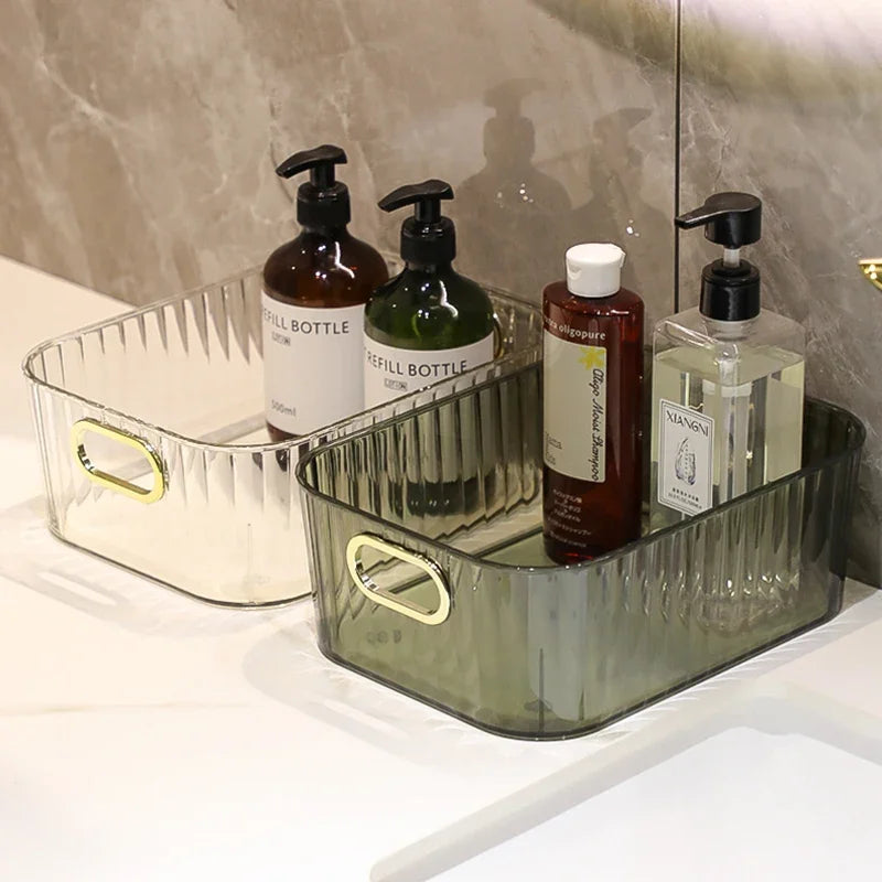 2 Pcs Cosmetics Box Desktop Storage Drawer Stackable Storage Box with Handle Makeup Organizers Basket Poatable Sundries  Rack