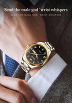 OLEVS Luxury Gold Couple Watches Stainless Steel Original Quartz Watch for Lover Waterproof Luminous Date Week Trend Dress New