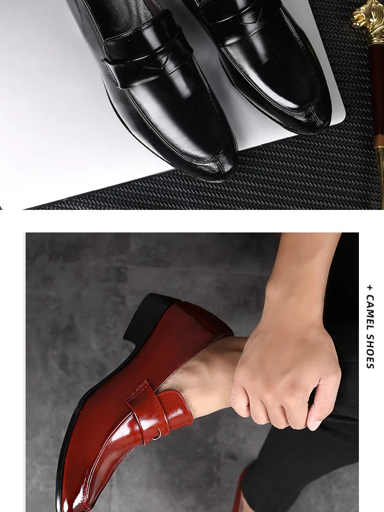 Men's Shoes Loafers Dress Man British Casual Single Leather Small Square Toe Mens Genuine Shoe Formal Black Elegant Good Quality