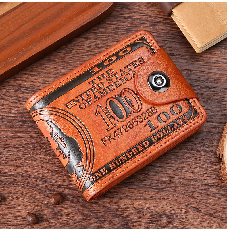 Men's Wallets  Dollar PatternWallet Male Leather Walet Photo Card HolderFashion Large Capacity Wallet Purse Bag