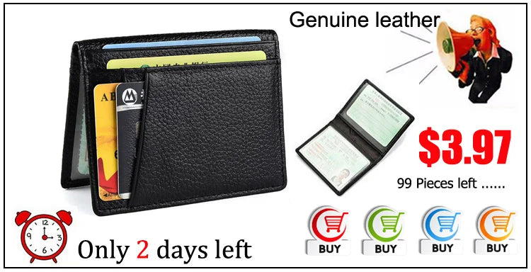 New Arrival High Quality Leather Magic Wallets Fashion Small Men Money Clips Card Purse Thin Cash Holder 3 Colors