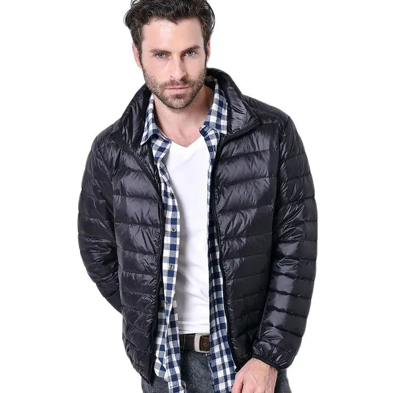 Winter Down Jacket Men White Duck Coat Windproof Warm Travel Camping Overcoat New in Thicken Solid Color Hooded Male Clothing