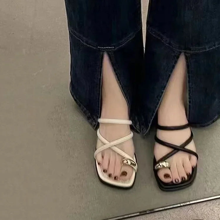 Women Slipper Woman Summer Flat Heel Roman Shoes Low Heels Sandals Footwear 2024 Women's Gladiator Open Toe Beach Ladies