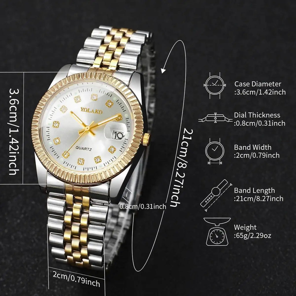2PCS/Set Couple Watches Luxury Men Business Watch Women Calendar Quartz Wristwatch Reloj Hombre Mujer（Without Box）