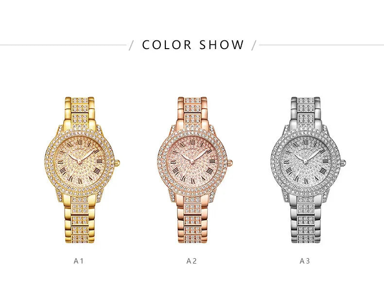 Women's Watches Fashion Original Quartz Wrist Watch for Ladies Roman Dial Dazzling Diamond Waterproof Luminous Luxury New
